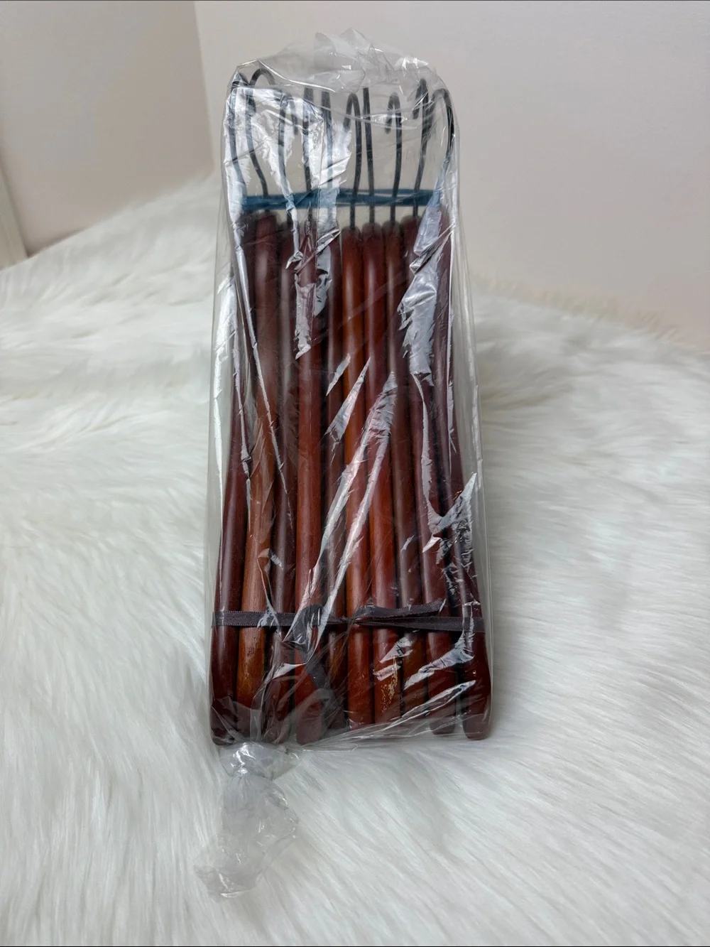 Brookstone Premium Wooden Hangers with Bar in Mahogany  - Set of 10